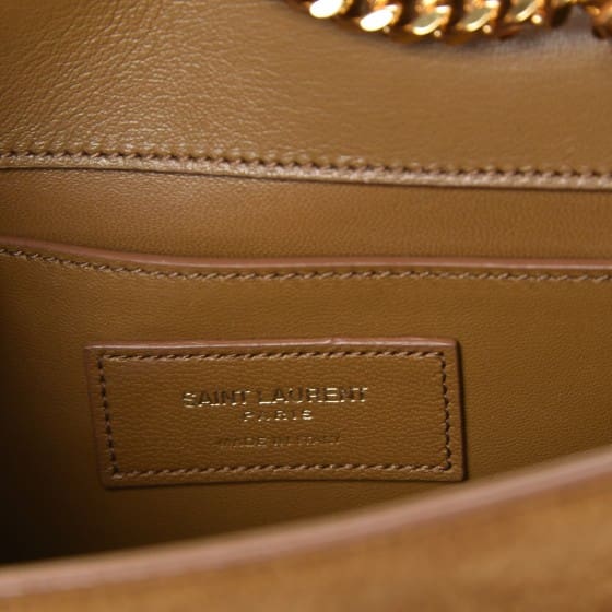 Saint Laurent  Suede Small Classic Monogram Kate Tassel Satchel Light Ochre