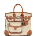 Hermès Birkin 25 Cargo Ecru-Beige Toile H and Gold Swift Palladium Hardware
