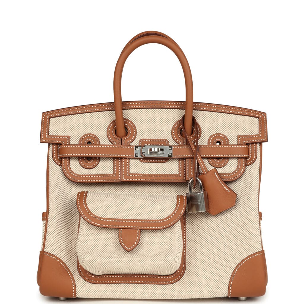 Hermès Birkin 25 Cargo Ecru-Beige Toile H and Gold Swift Palladium Hardware