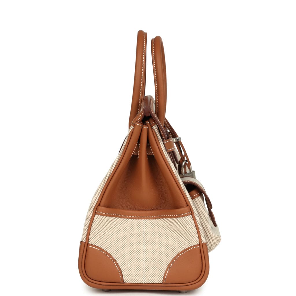 Hermès Birkin 25 Cargo Ecru-Beige Toile H and Gold Swift Palladium Hardware
