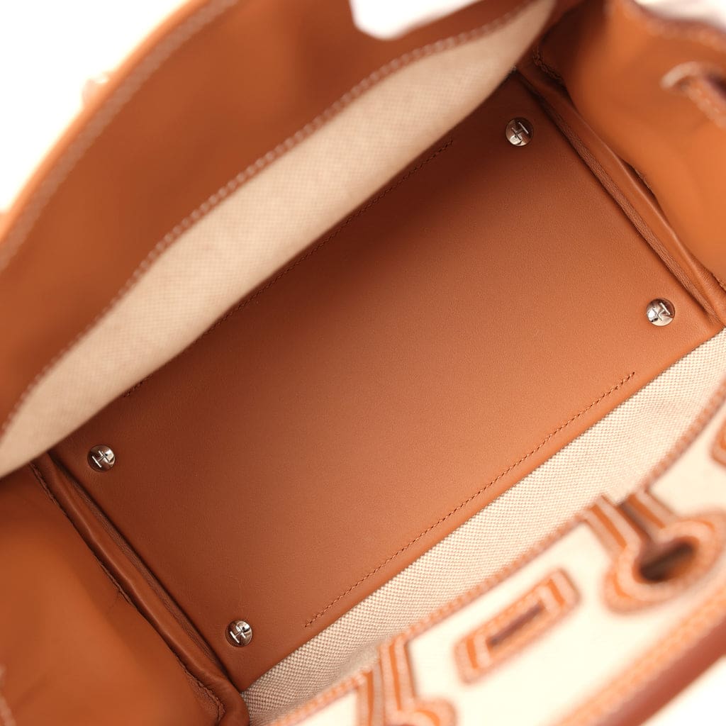 Hermès Birkin 25 Cargo Ecru-Beige Toile H and Gold Swift Palladium Hardware