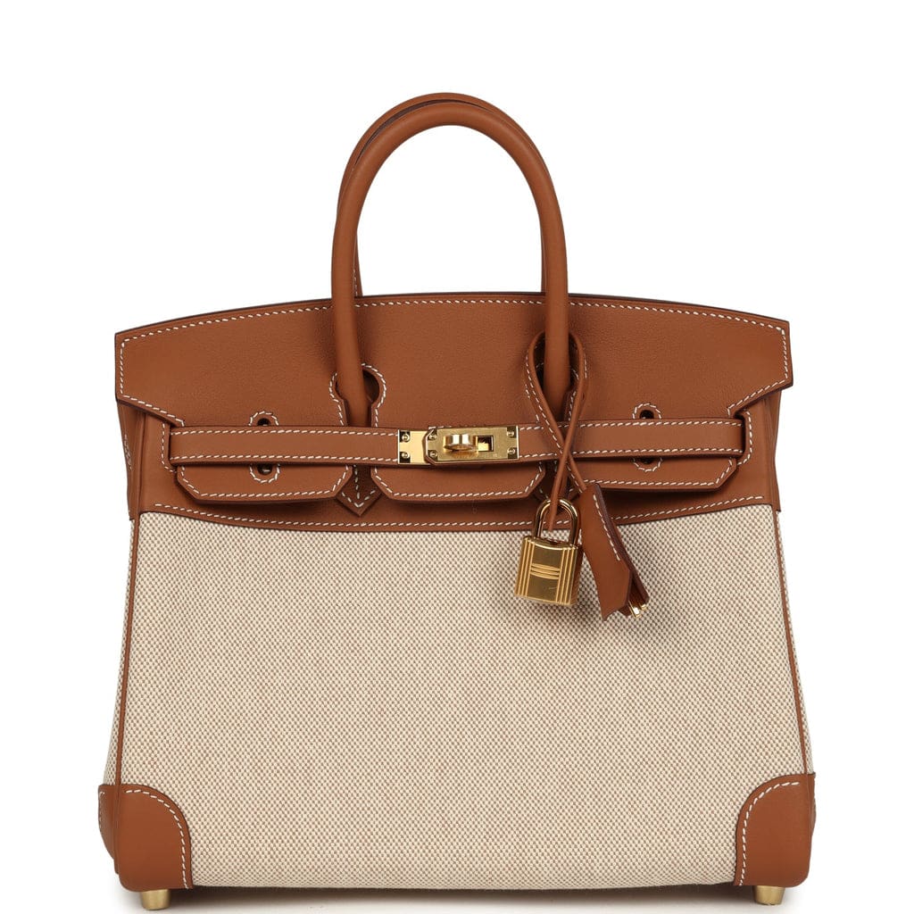 Hermès Birkin 25 Ecru and Gold Toile H Canvas and Gold Swift Gold Hardware