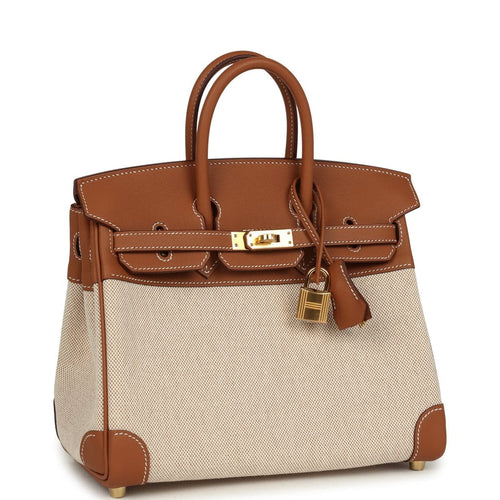 Hermès Birkin 25 Ecru and Gold Toile H Canvas and Gold Swift Gold Hardware