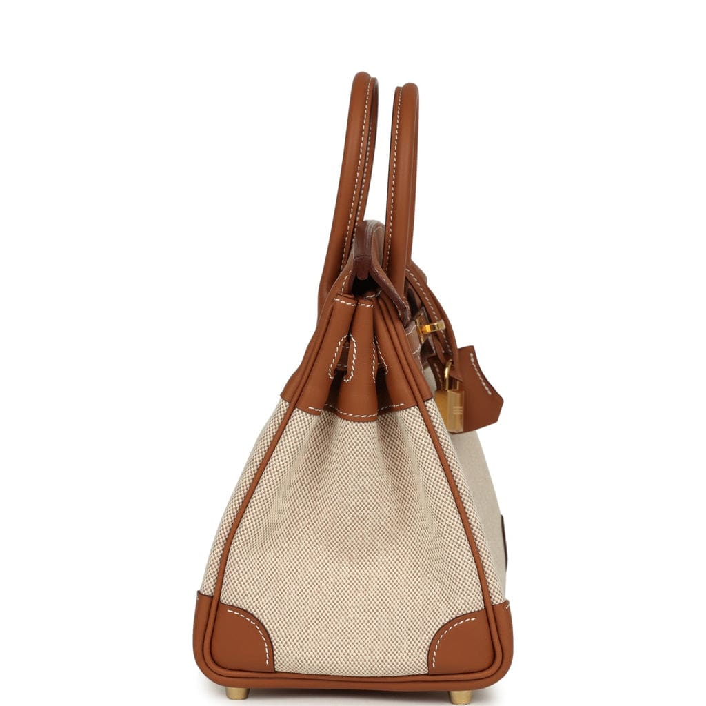 Hermès Birkin 25 Ecru and Gold Toile H Canvas and Gold Swift Gold Hardware
