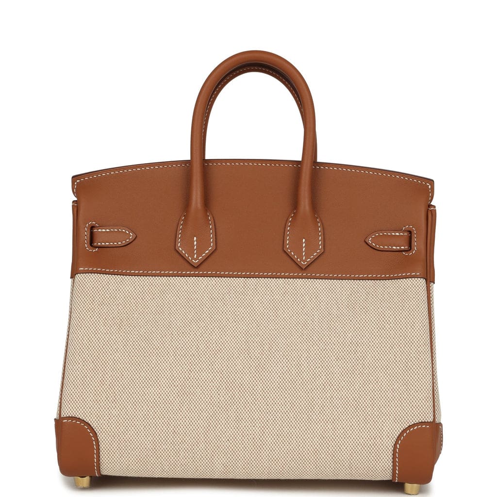 Hermès Birkin 25 Ecru and Gold Toile H Canvas and Gold Swift Gold Hardware