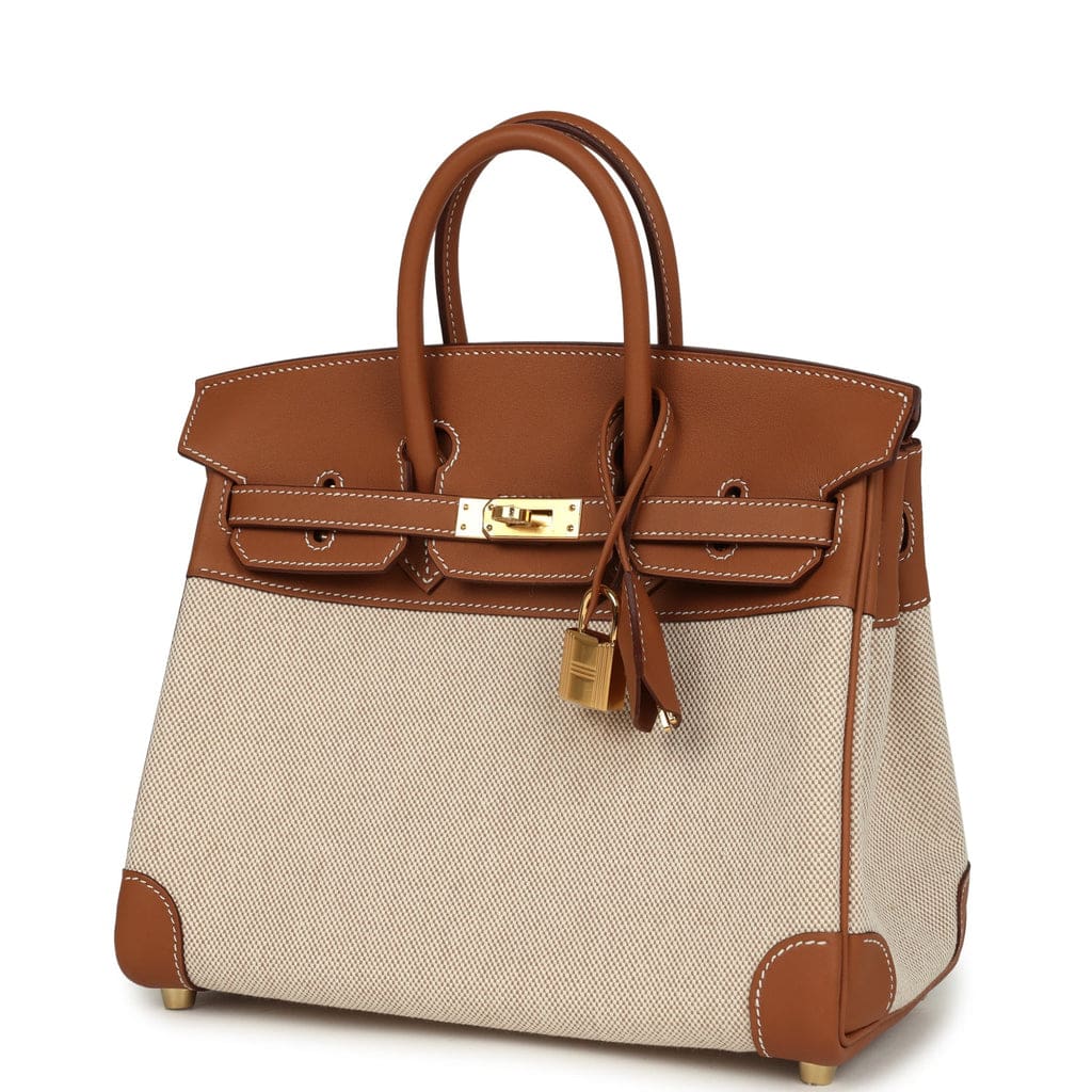 Hermès Birkin 25 Ecru and Gold Toile H Canvas and Gold Swift Gold Hardware