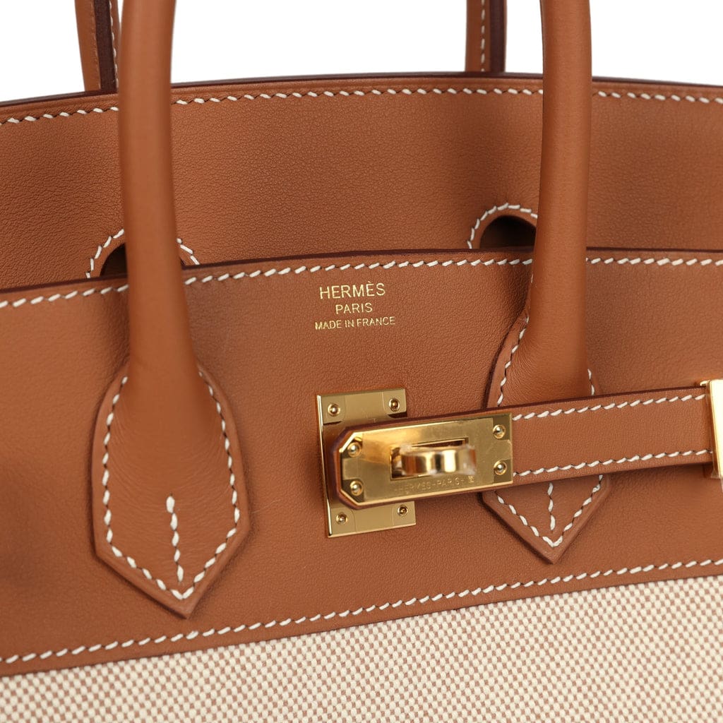 Hermès Birkin 25 Ecru and Gold Toile H Canvas and Gold Swift Gold Hardware