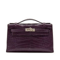 Hermès Améthyste Matte Alligator Kelly Pochette Palladium Hardware