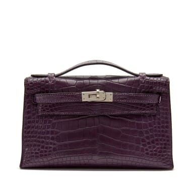 Hermès Améthyste Matte Alligator Kelly Pochette Palladium Hardware