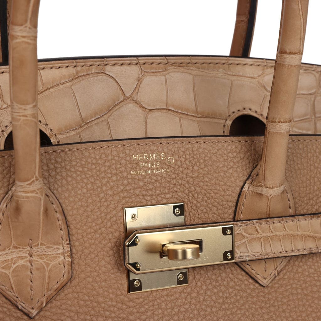 Hermès Birkin 30 Chai Matte Alligator and Togo Touch Permabrass Hardware