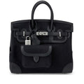 Hermès Limited Edition Black Swift and Canvas Cargo Birkin 25 Palladium Hardware
