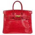 Hermès 30 Birkin Braise Shiny Niloticus Crocodile Gold Hardware