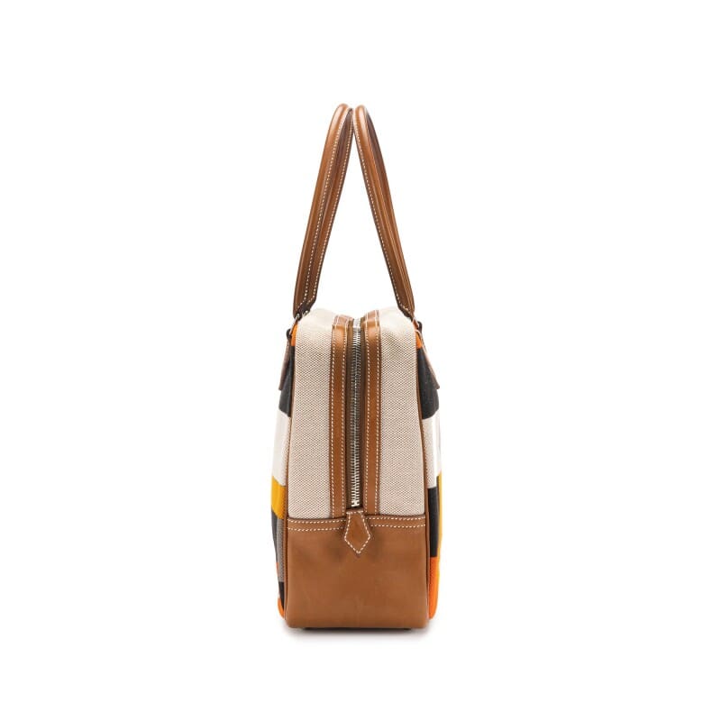 Hermès Multicolor Barenia and Rocobar Print Toile Plume 32 Palladium Hardware