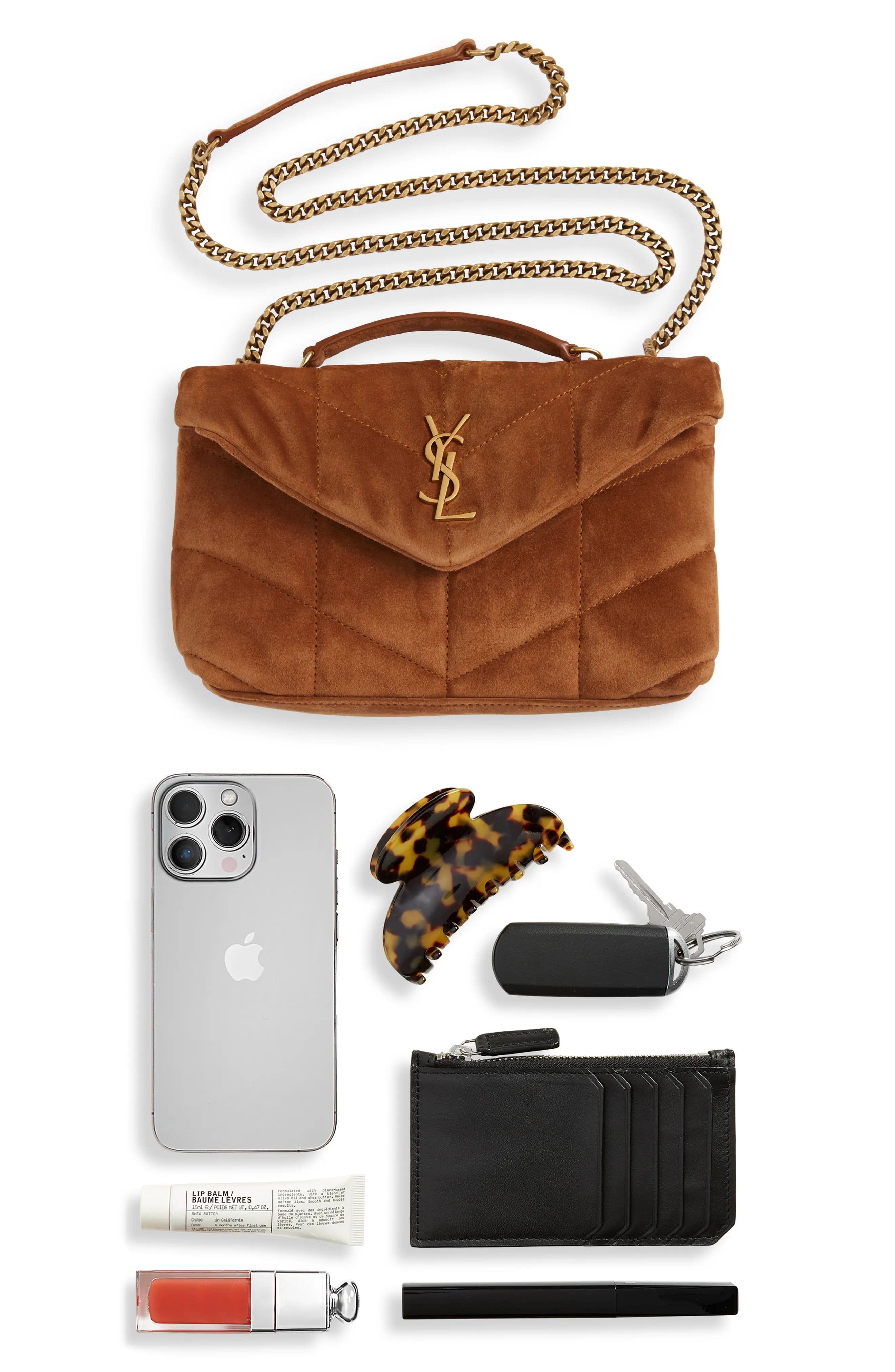 SAINT LAURENT Puffer Toy Suede Crossbody Bag