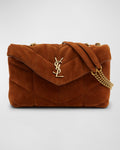 SAINT LAURENT Puffer Toy Suede Crossbody Bag