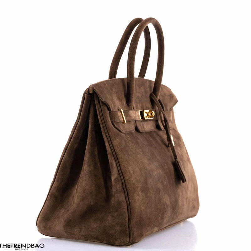 Hermès Birkin 35 Chocolate Veau Doblis Suede with Gold Hardware