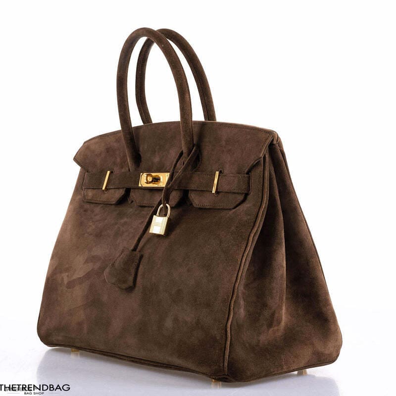 Hermès Birkin 35 Chocolate Veau Doblis Suede with Gold Hardware