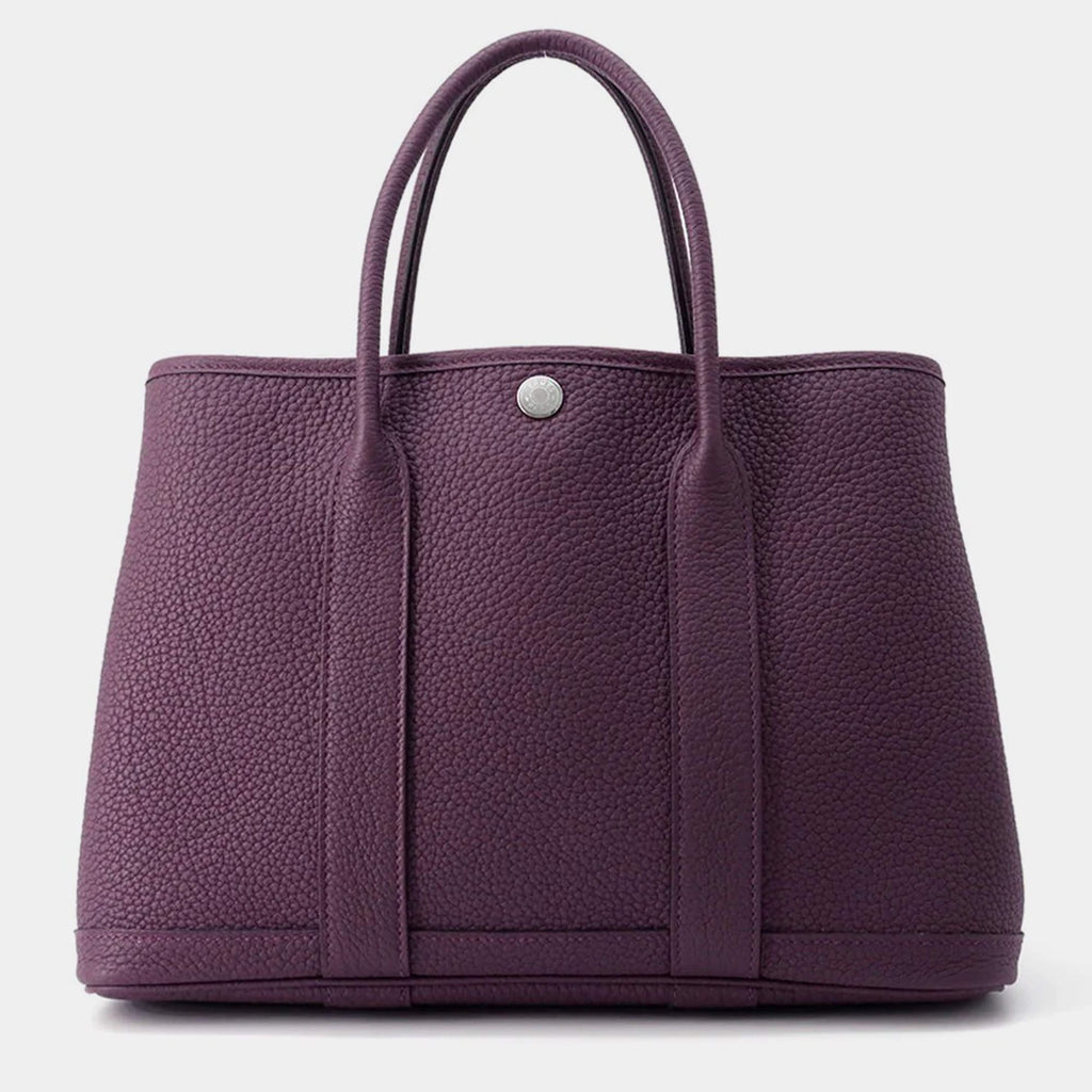 HERMÈS  Garden Party TPM 30 Cassis Negonda Leather Tote Bag