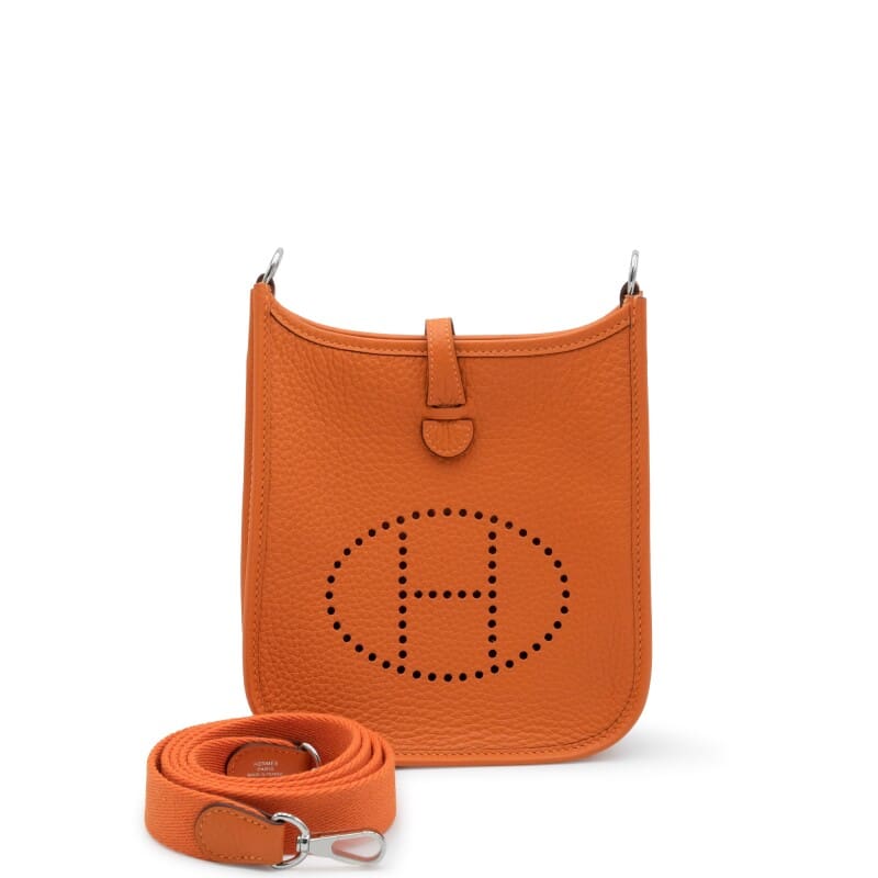 Hermès Orange H Clemence Mini Evelyne II TPM 18 Palladium Hardware