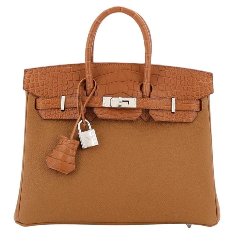 HERMÈS Touch Birkin Bag Gold Togo with Matte Alligator with Palladium Hardware
