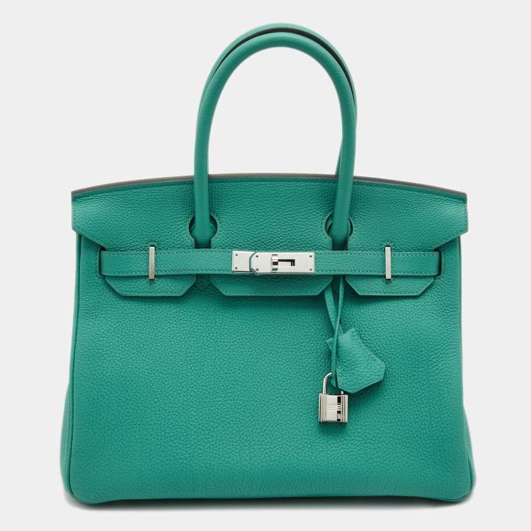 HERMÈS Vert Vertigo Togo Leather Palladium Finish Birkin 30 Bag