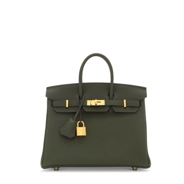 HERMÈS VERT MAQUIS TOGO LEATHER BIRKIN 25 WITH GOLD HARDWARE