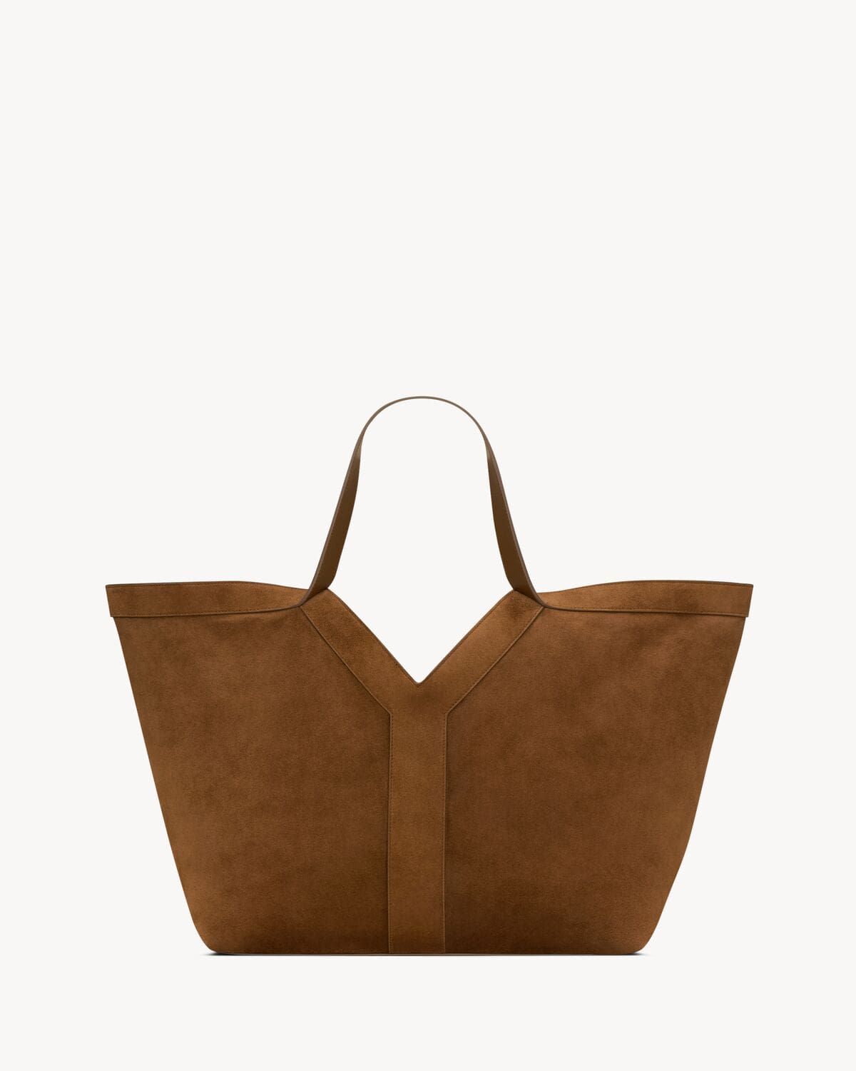 SAINT LAURENT Y tote in suede DARK CARAMEL COGNAC