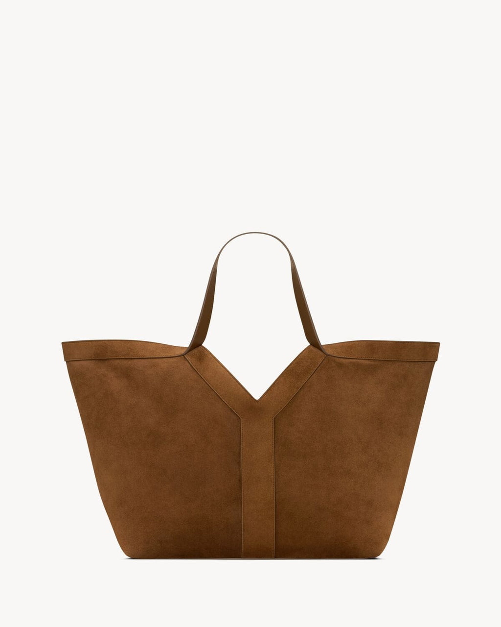 SAINT LAURENT Y tote in suede DARK CARAMEL COGNAC