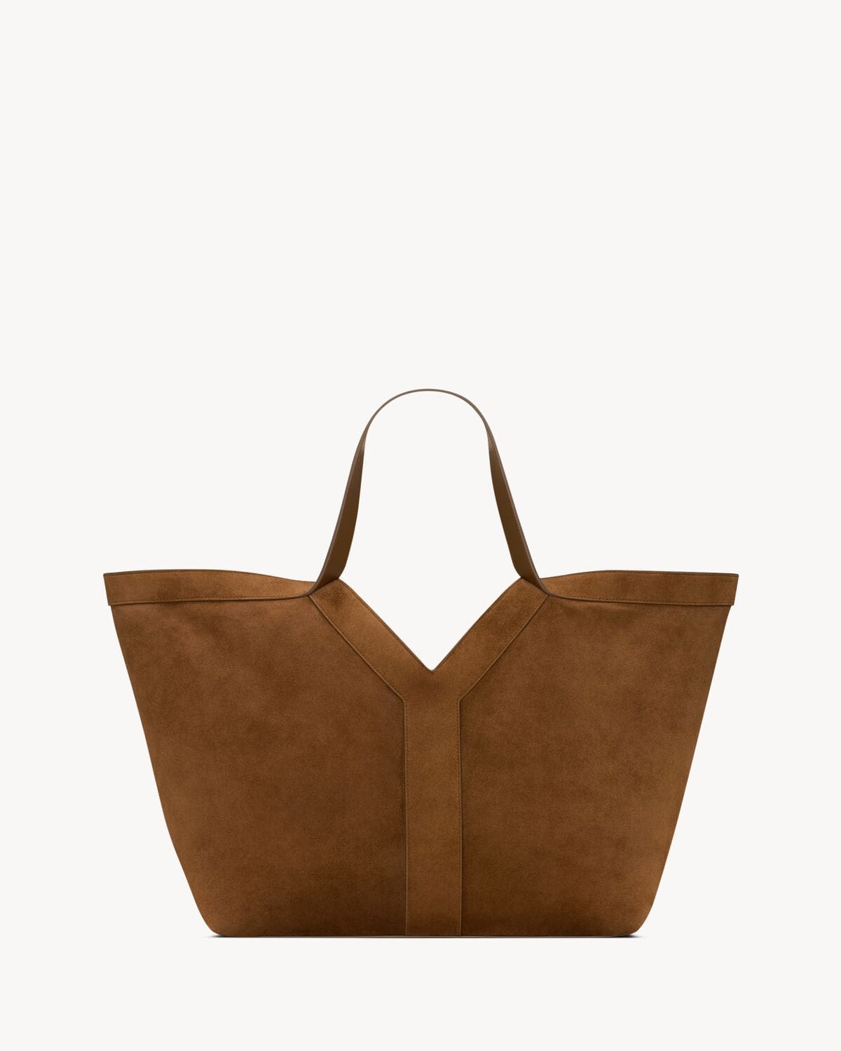 SAINT LAURENT Y tote in suede DARK CARAMEL COGNAC