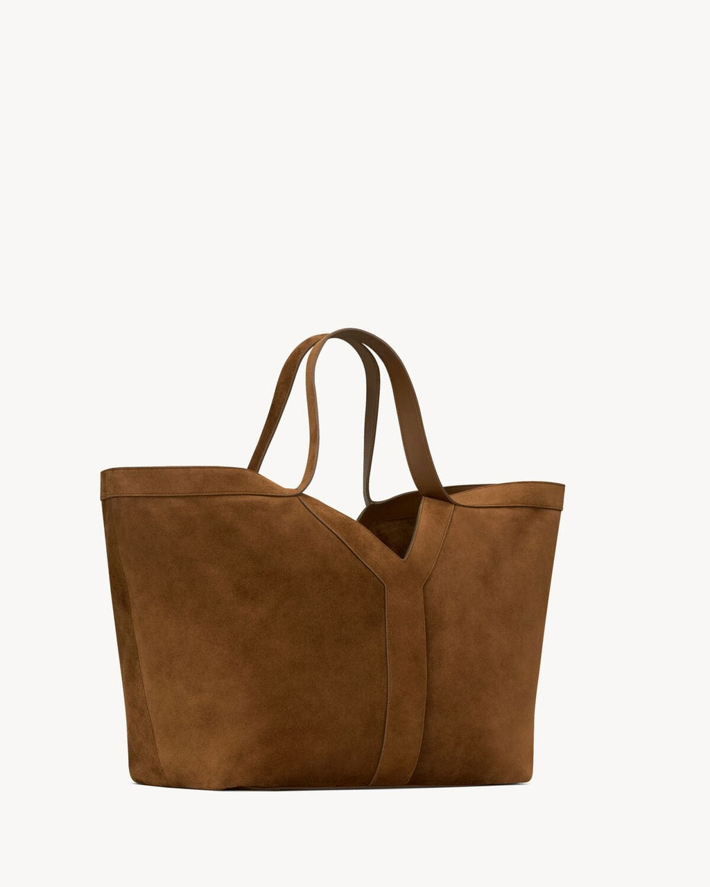 SAINT LAURENT Y tote in suede DARK CARAMEL COGNAC
