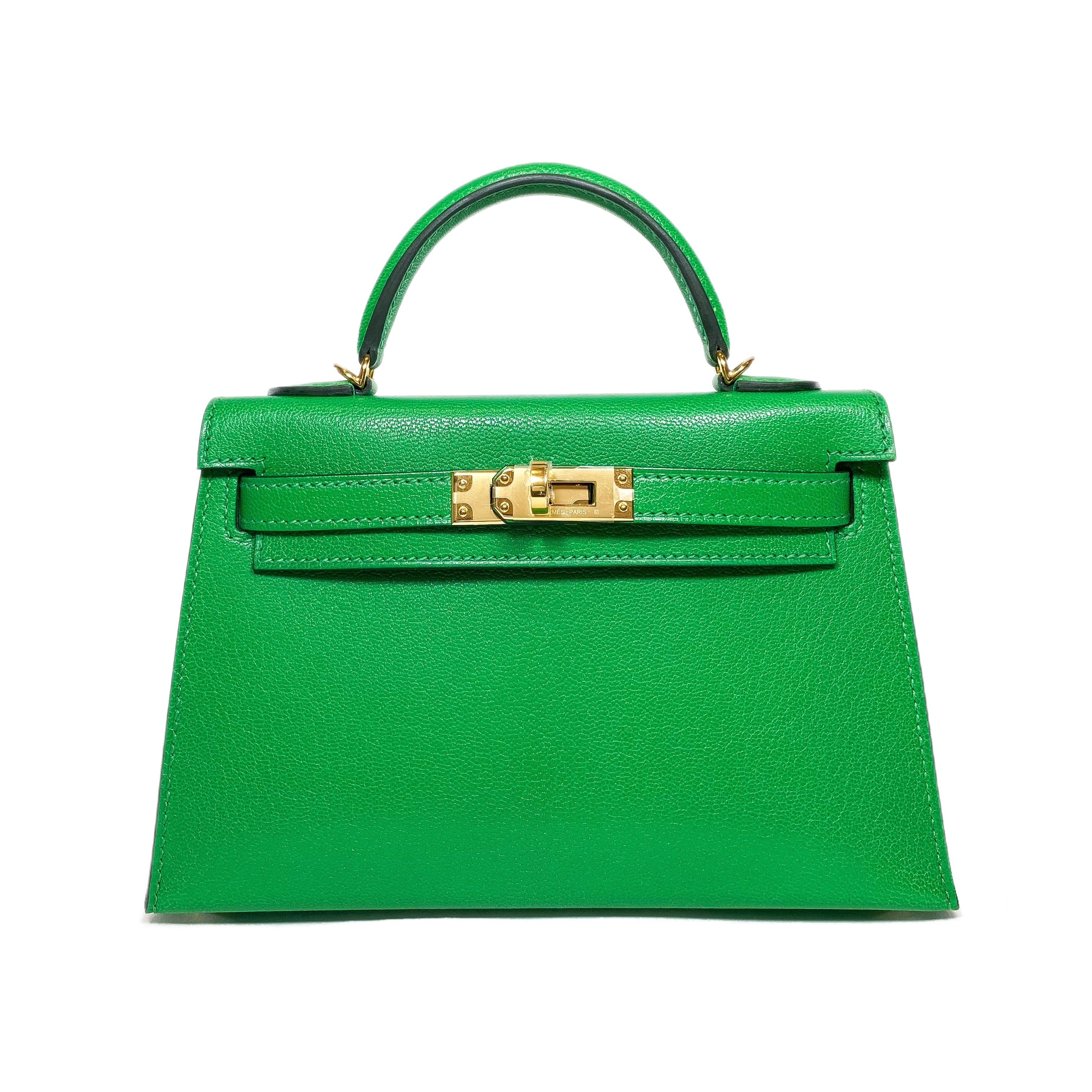 HERMÈS Mini Kelly 20 Bamboo Chevre Gold Hardware