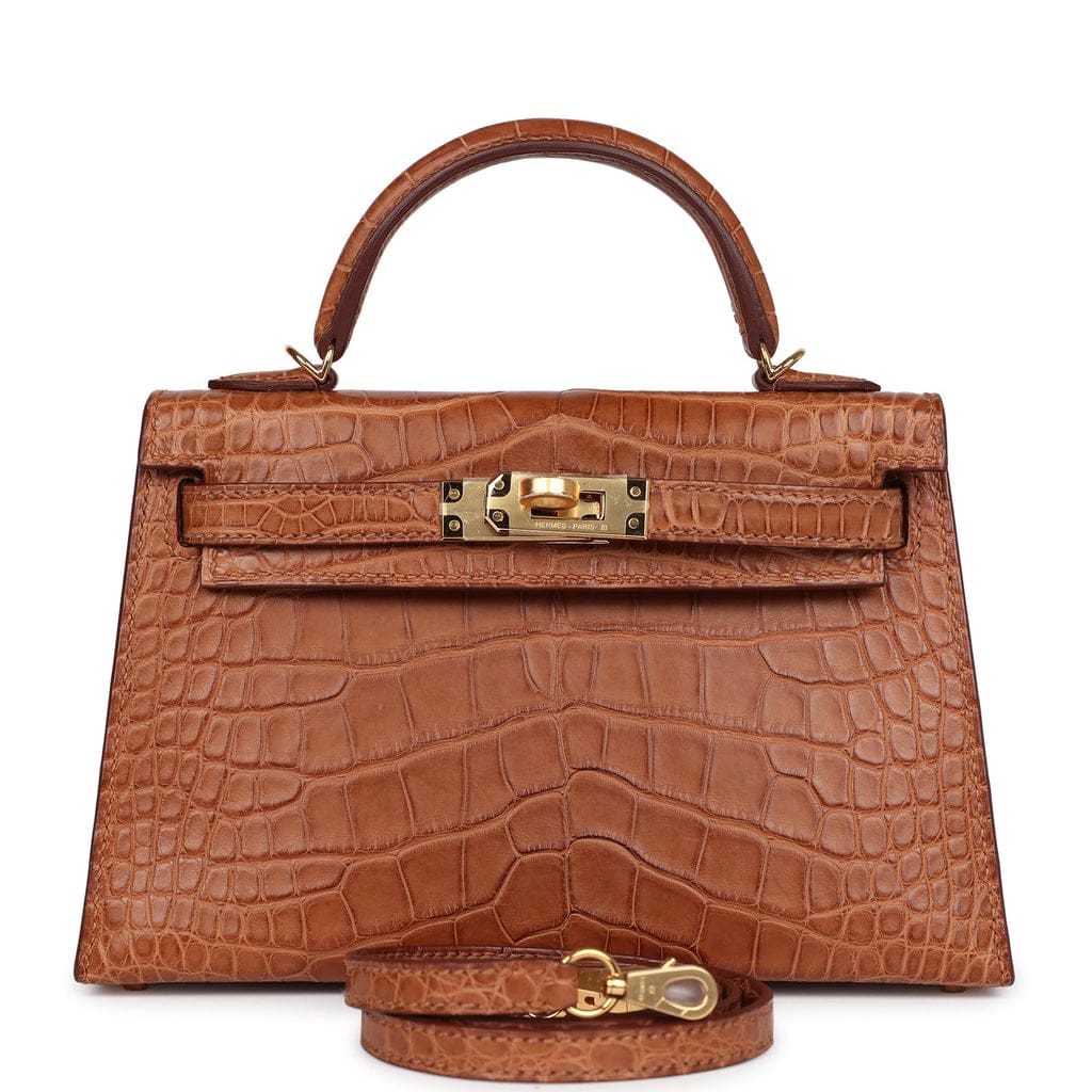 Hermès Kelly Sellier 20 Gold Matte Alligator Gold Hardware