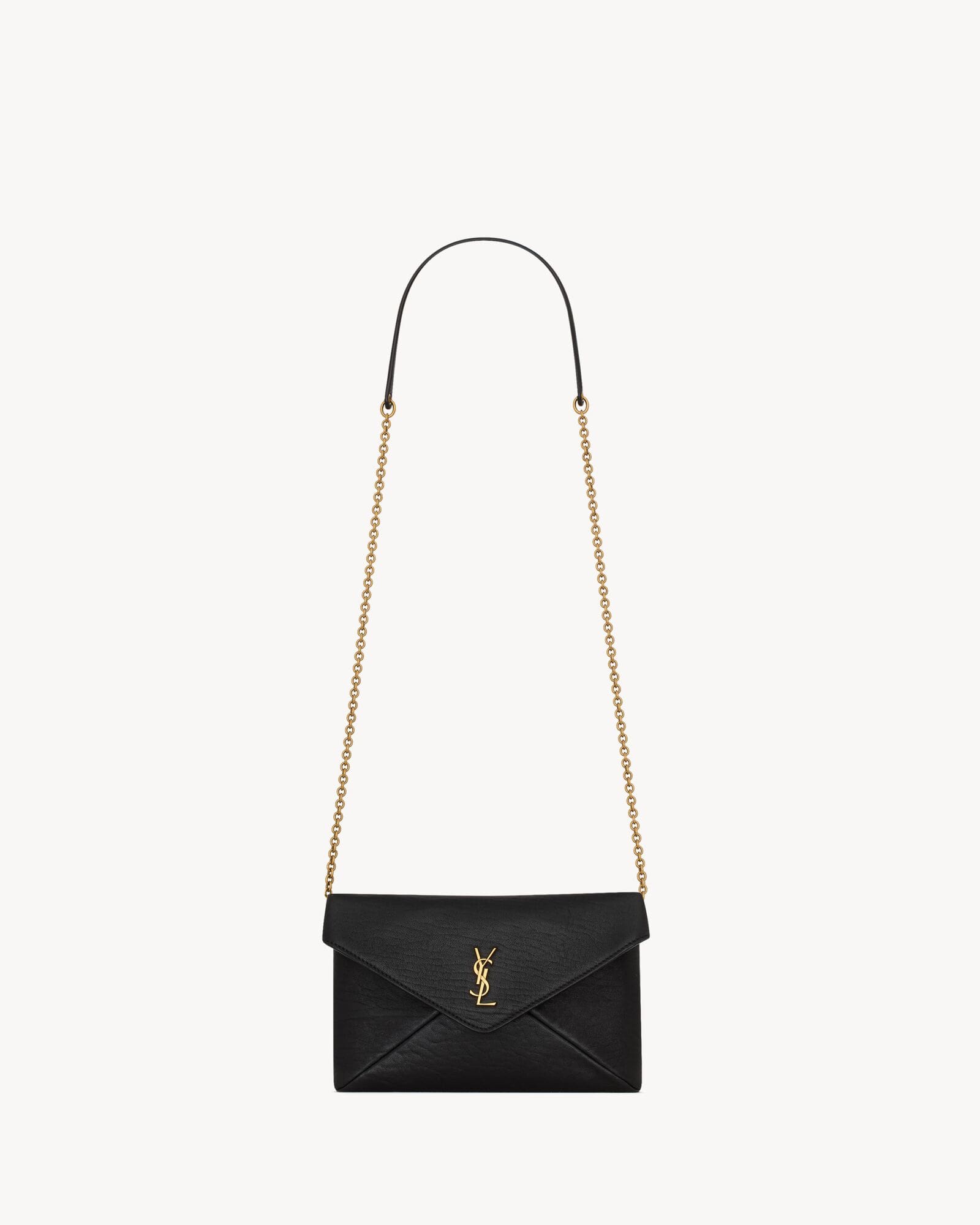 SAINT LAURENTLE CASSANDRE Leather Chain Clutch Bag