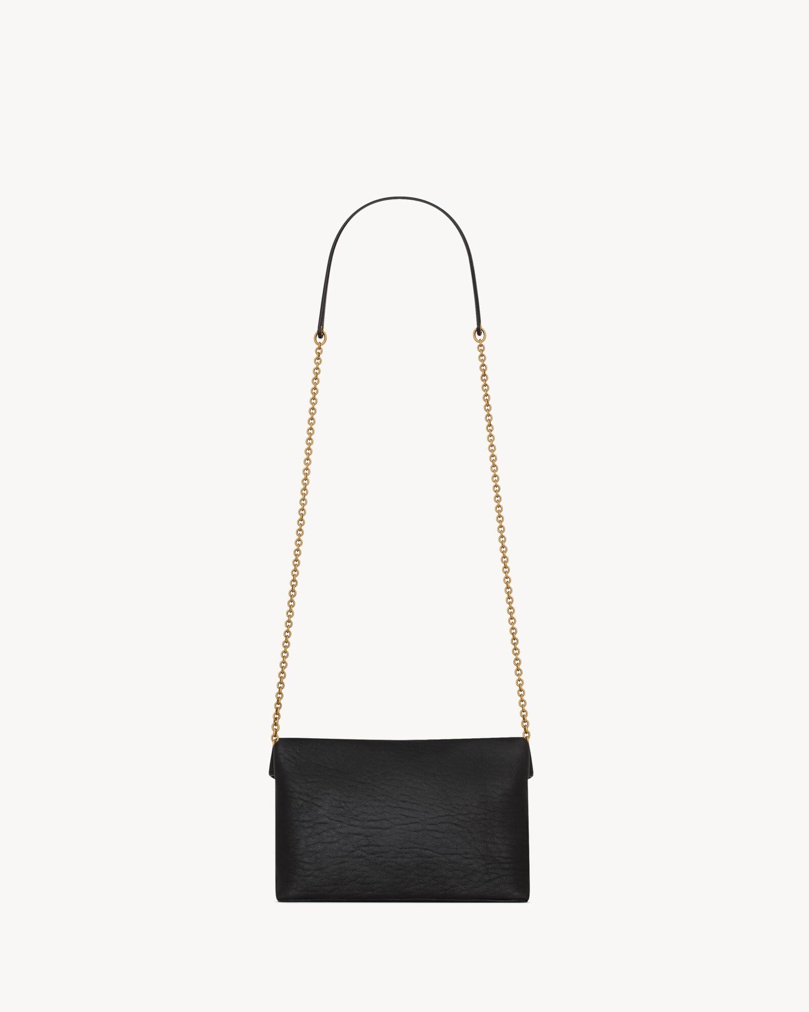 SAINT LAURENTLE CASSANDRE Leather Chain Clutch Bag
