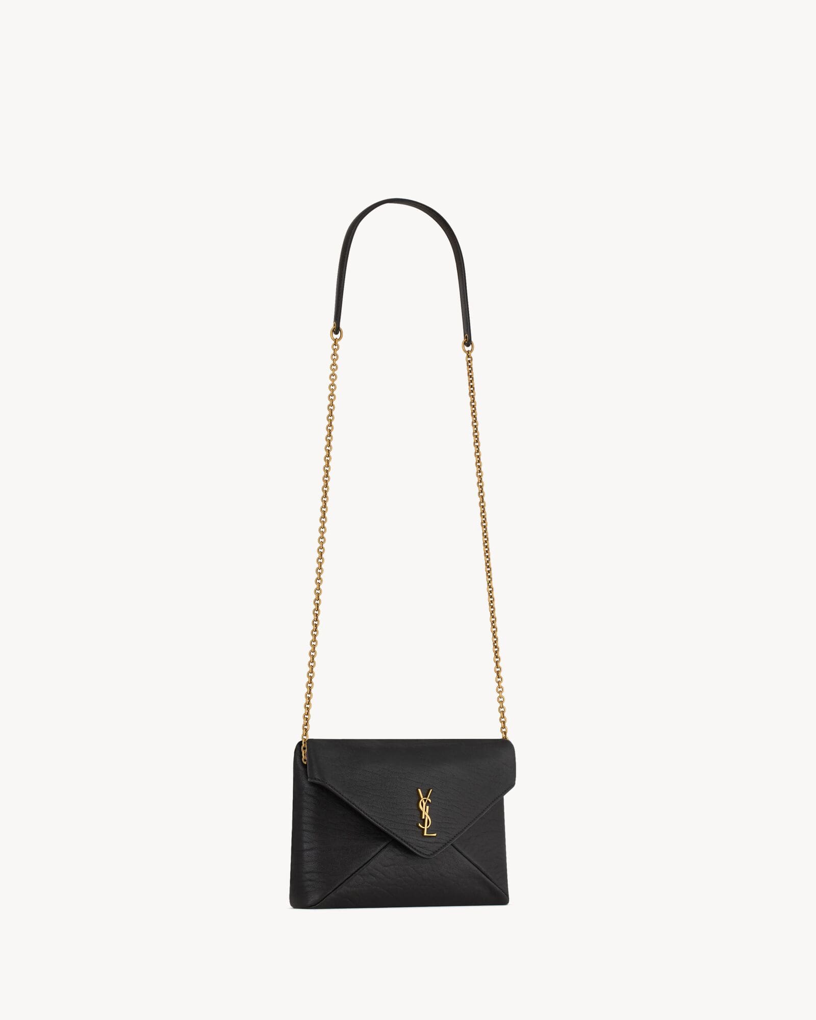 SAINT LAURENTLE CASSANDRE Leather Chain Clutch Bag