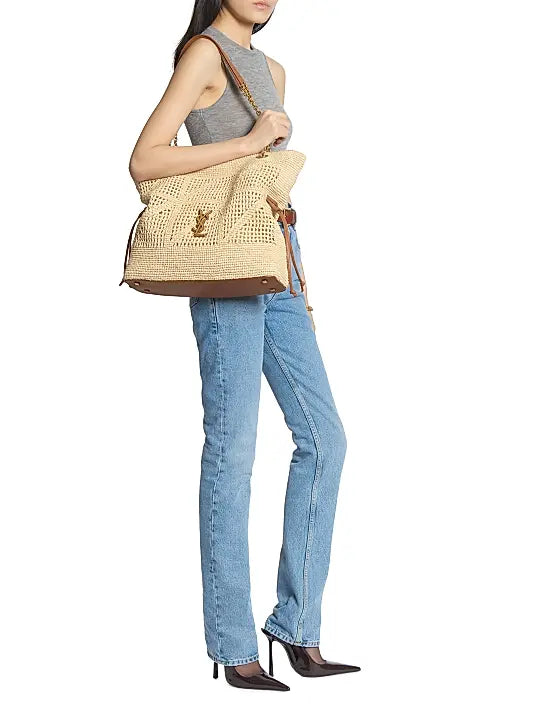 Saint Laurent Jamie Shopping Tote Bag in Raffia