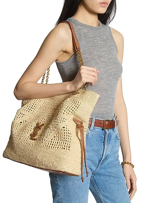 Saint Laurent Jamie Shopping Tote Bag in Raffia