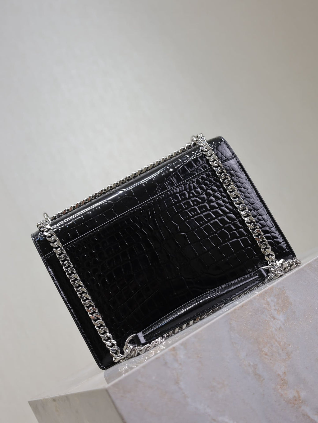 Saint Laurent Sunset Medium In Crocodile Embossed Shiny Leather