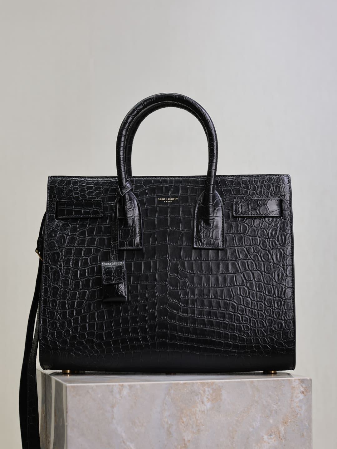 Saint Laurent Classic Sac De Jour Nano In Embossed Crocodile Shi