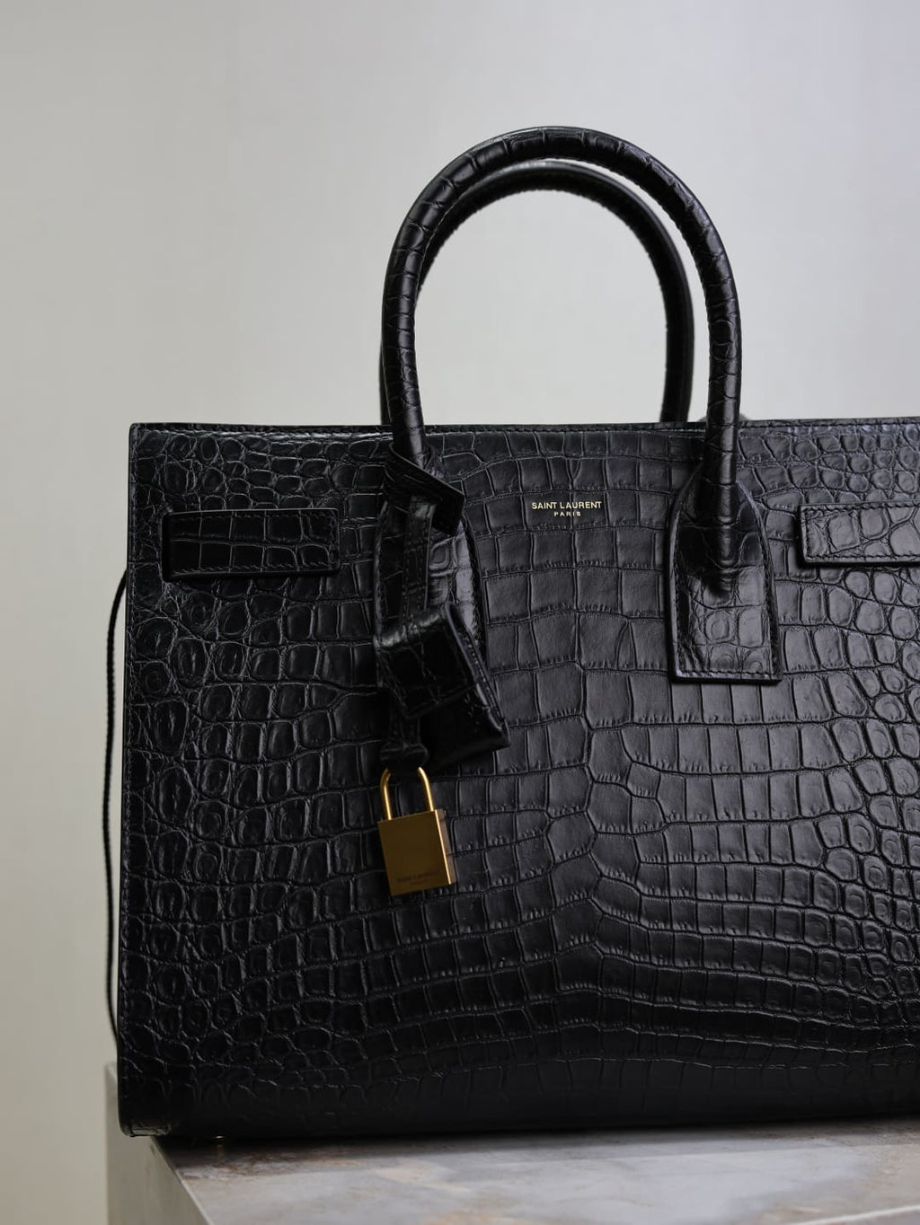 Saint Laurent Classic Sac De Jour Nano In Embossed Crocodile Shi
