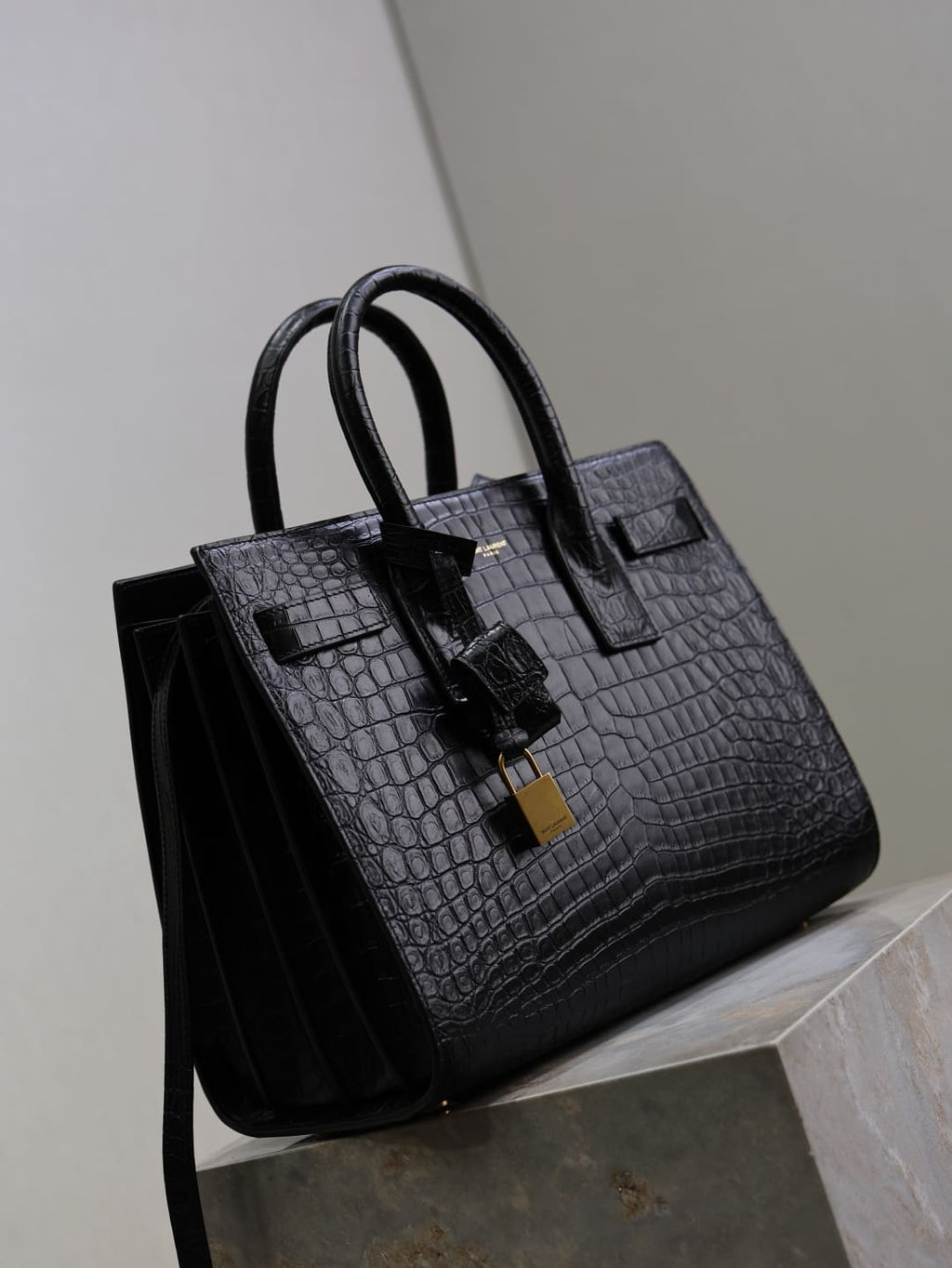 Saint Laurent Classic Sac De Jour Nano In Embossed Crocodile Shi