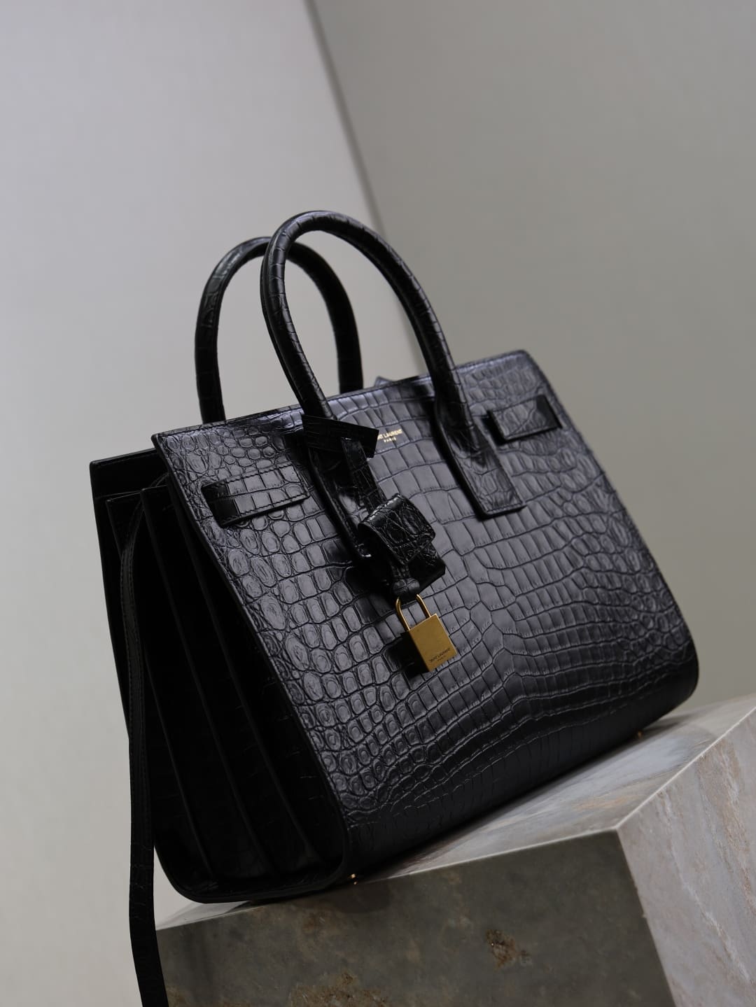 Saint Laurent Classic Sac De Jour Nano In Embossed Crocodile Shi