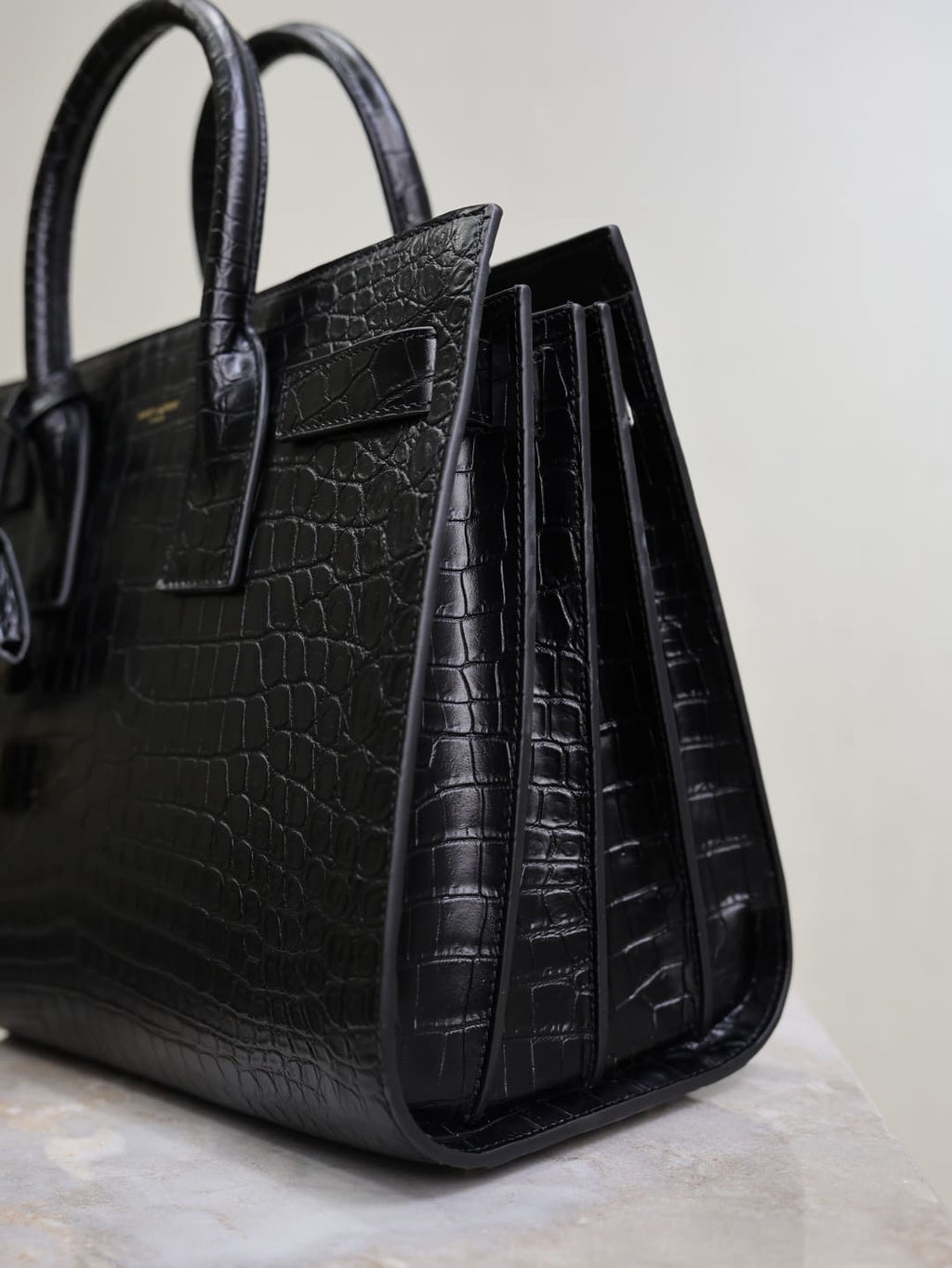 Saint Laurent Classic Sac De Jour Nano In Embossed Crocodile Shi