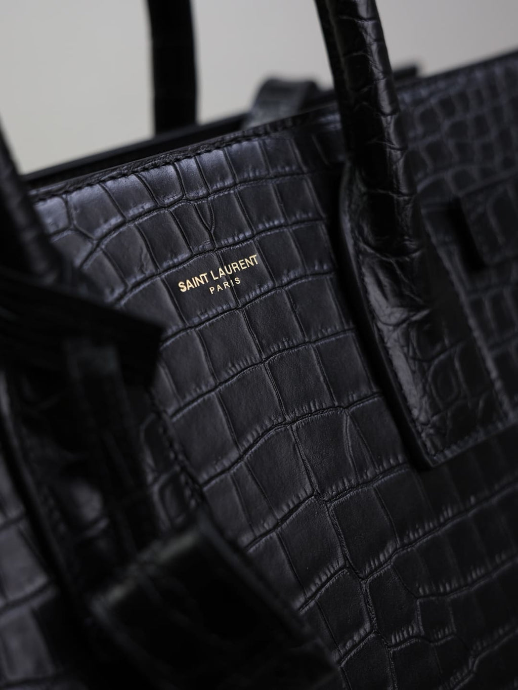 Saint Laurent Classic Sac De Jour Nano In Embossed Crocodile Shi