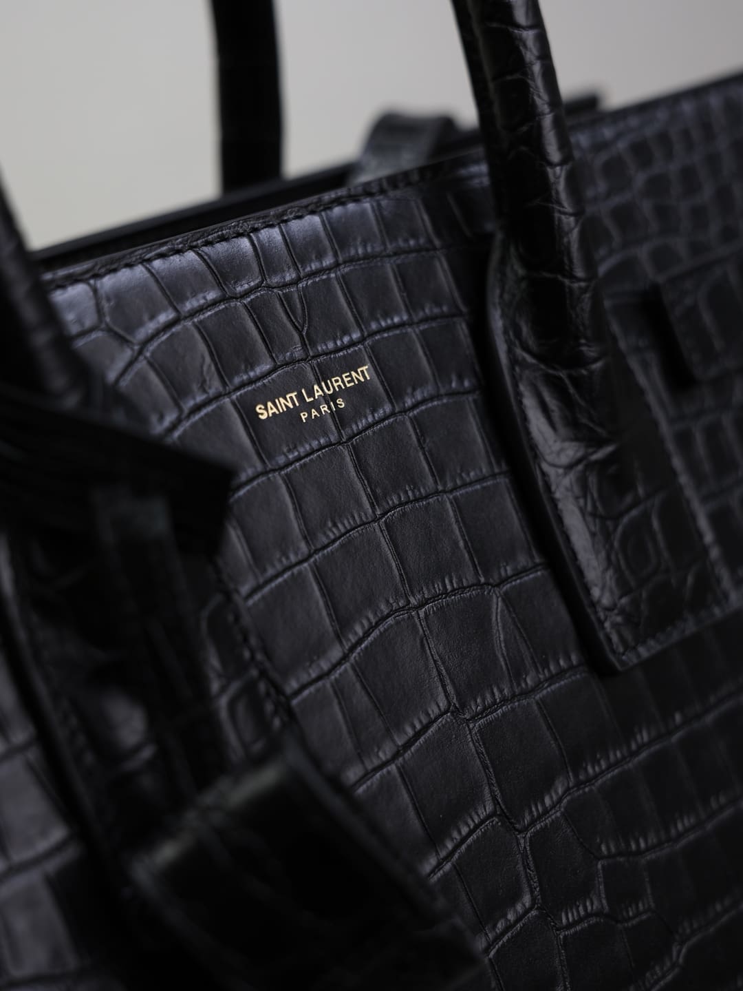 Saint Laurent Classic Sac De Jour Nano In Embossed Crocodile Shi