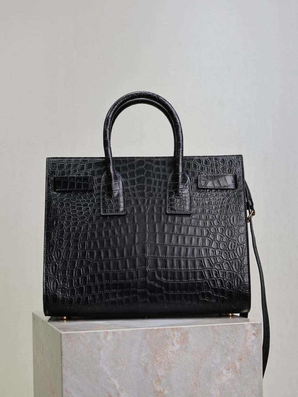 Saint Laurent Classic Sac De Jour Nano In Embossed Crocodile Shi