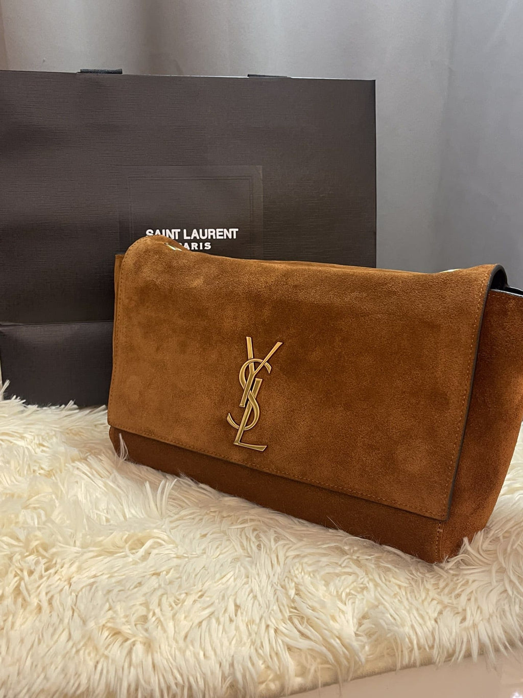 [Master Quality]Saint Laurent Medium Double-Sided Lettering Kate  in Calfskin and Crocodile-Embossed Suede