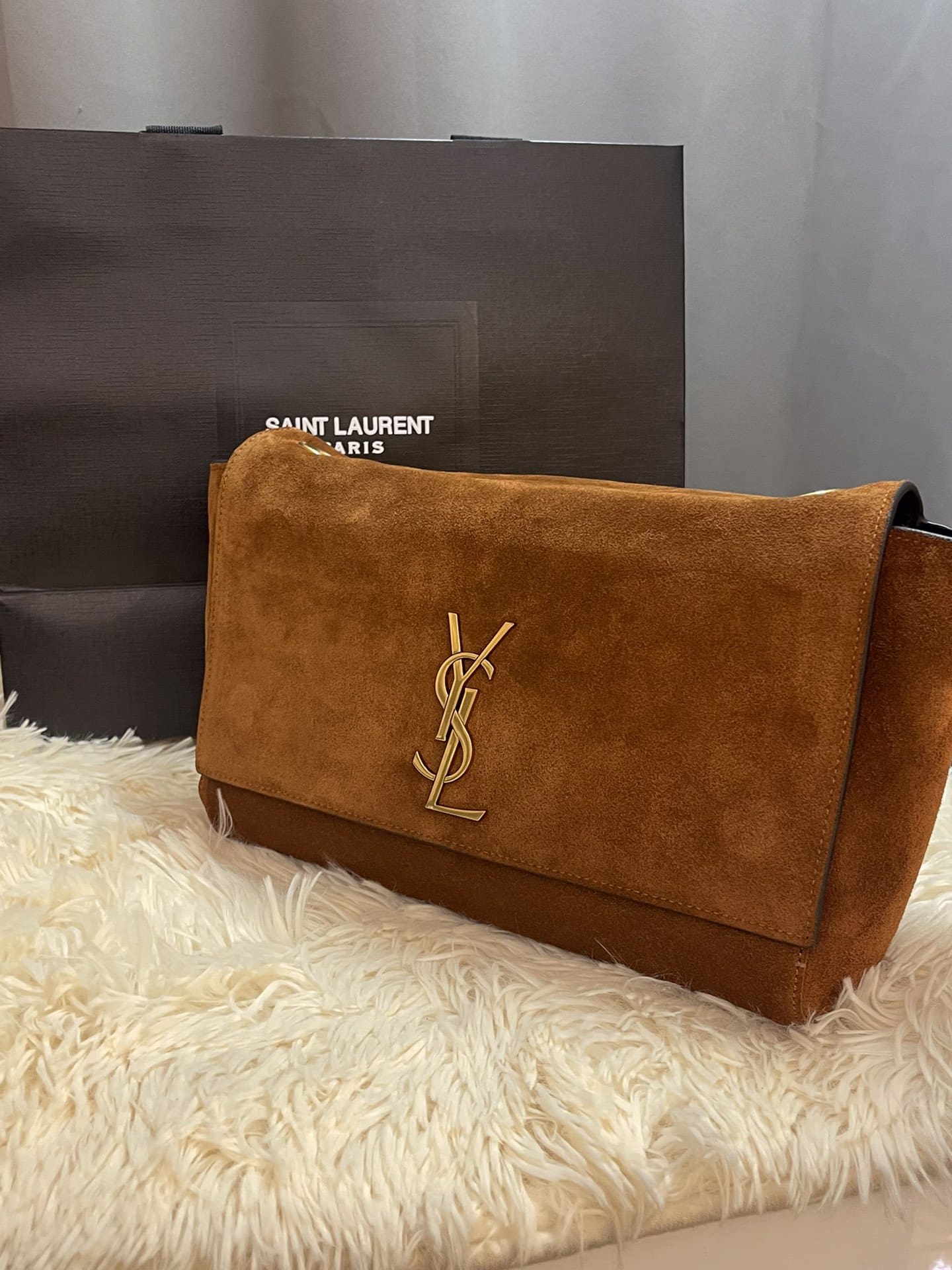 [Master Quality]Saint Laurent Medium Double-Sided Lettering Kate  in Calfskin and Crocodile-Embossed Suede