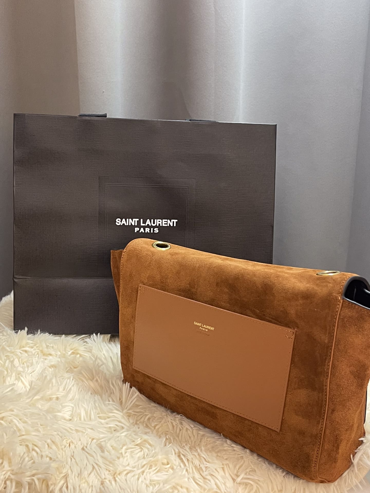 [Master Quality]Saint Laurent Medium Double-Sided Lettering Kate  in Calfskin and Crocodile-Embossed Suede