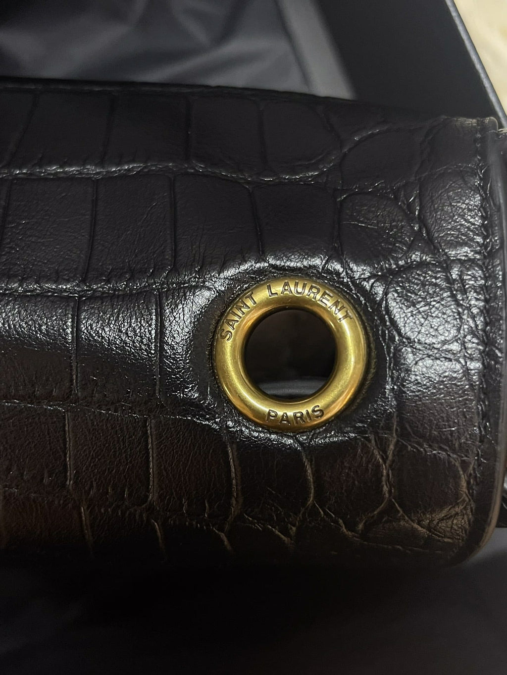 [Master Quality]Saint Laurent Medium Double-Sided Lettering Kate  in Calfskin and Crocodile-Embossed Suede